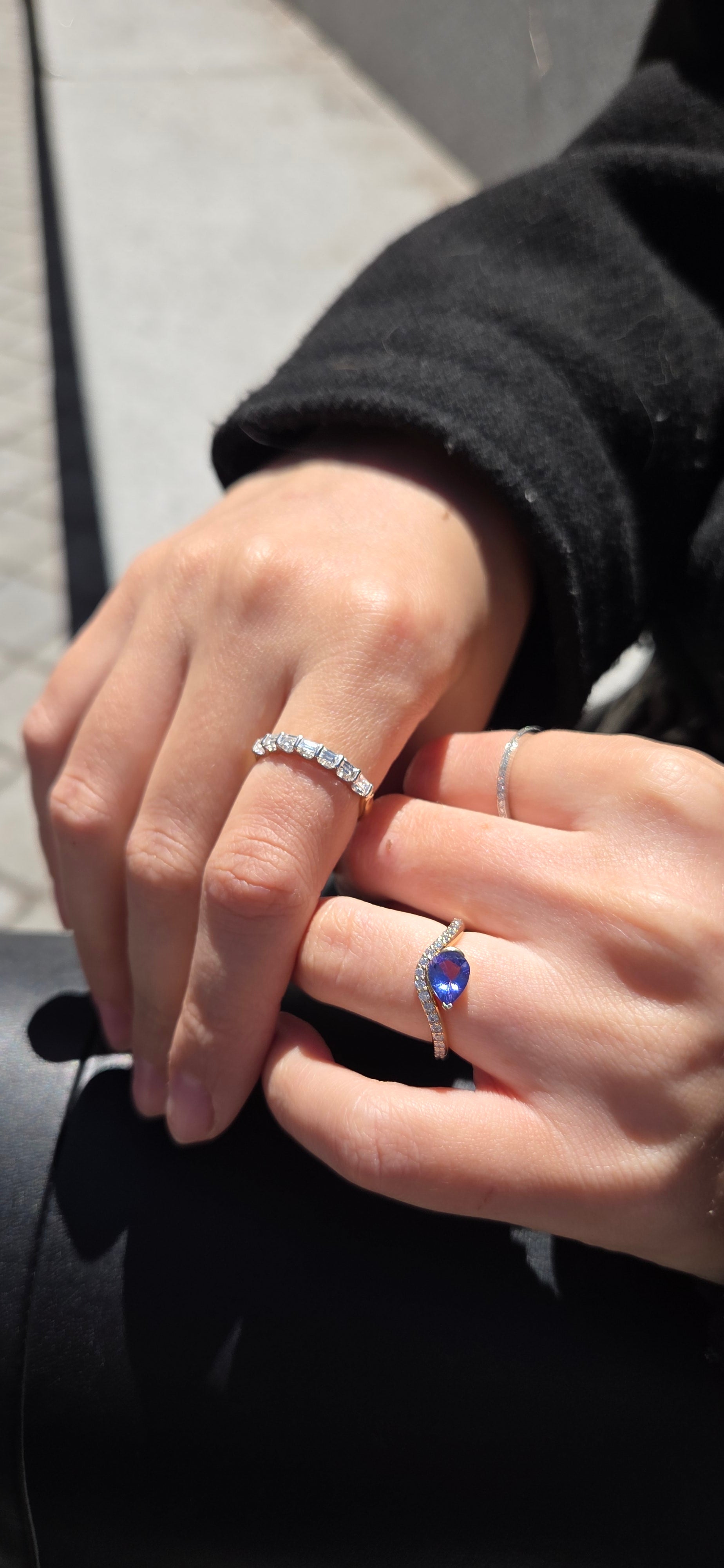 Triumph Ring in Two Tone Set with 7 Stone Baguettes