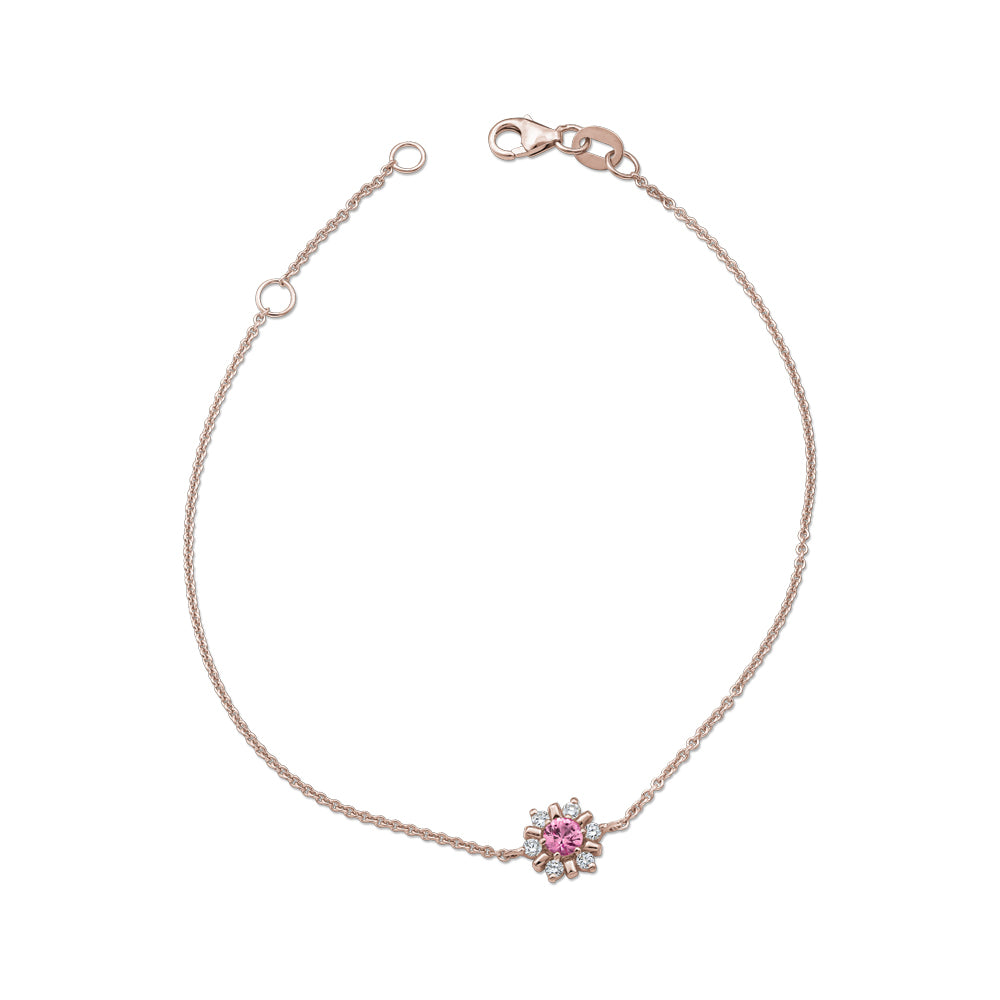 Canadian made  in 14k pink gold Flocon Bracelet With Centered Pink Sapphire carati jewelry montreal