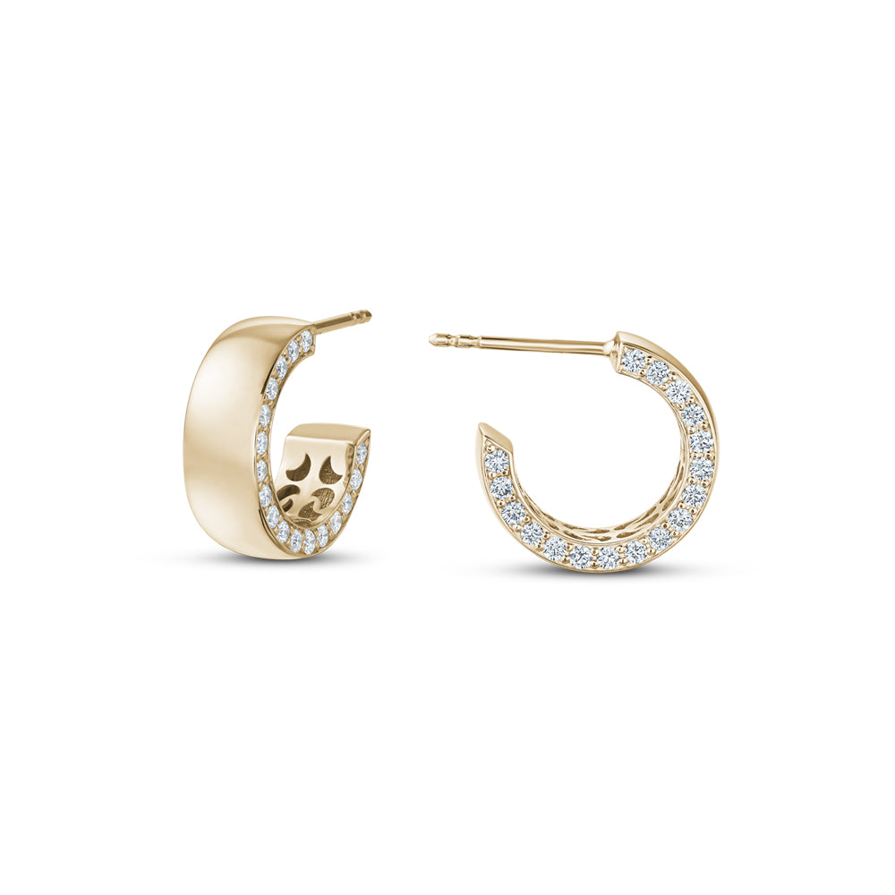 14 and 18 k earring in yellow gold with pave set in diamonds
 designed by carati jewelry montreal