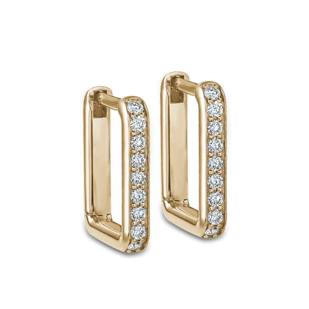 14k and 10 k yellow gold in rectangular hoop silhouette set with diamonds  from Carati jewelry montreal 