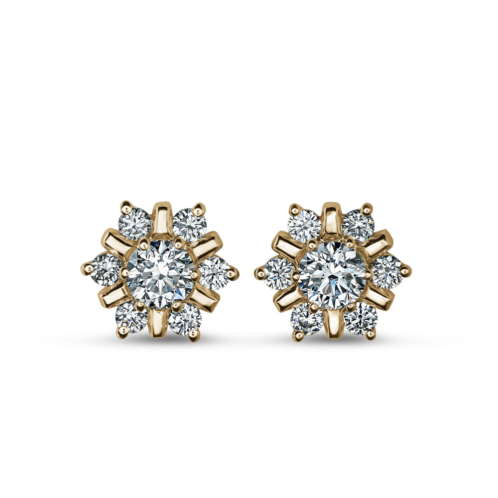 18 K yellow GOLD snowflake design set in diamonds carati jewelry montreal