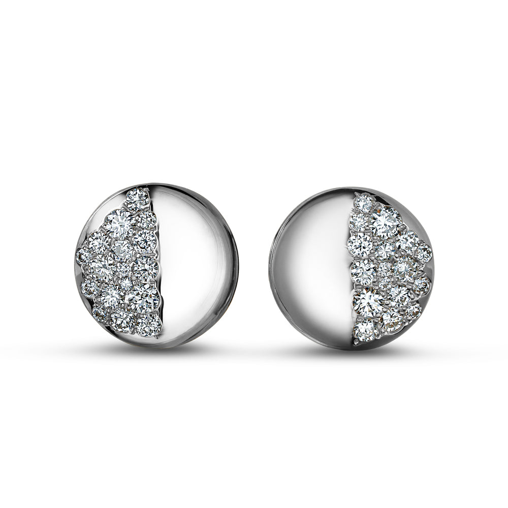 18 k white gold half moon pave earring Carati jewelry montreal