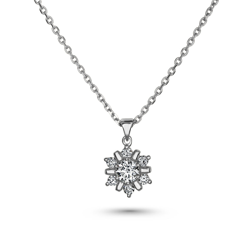 18k white gold snowflake pendnat set in diamonds carati jewelry montreal