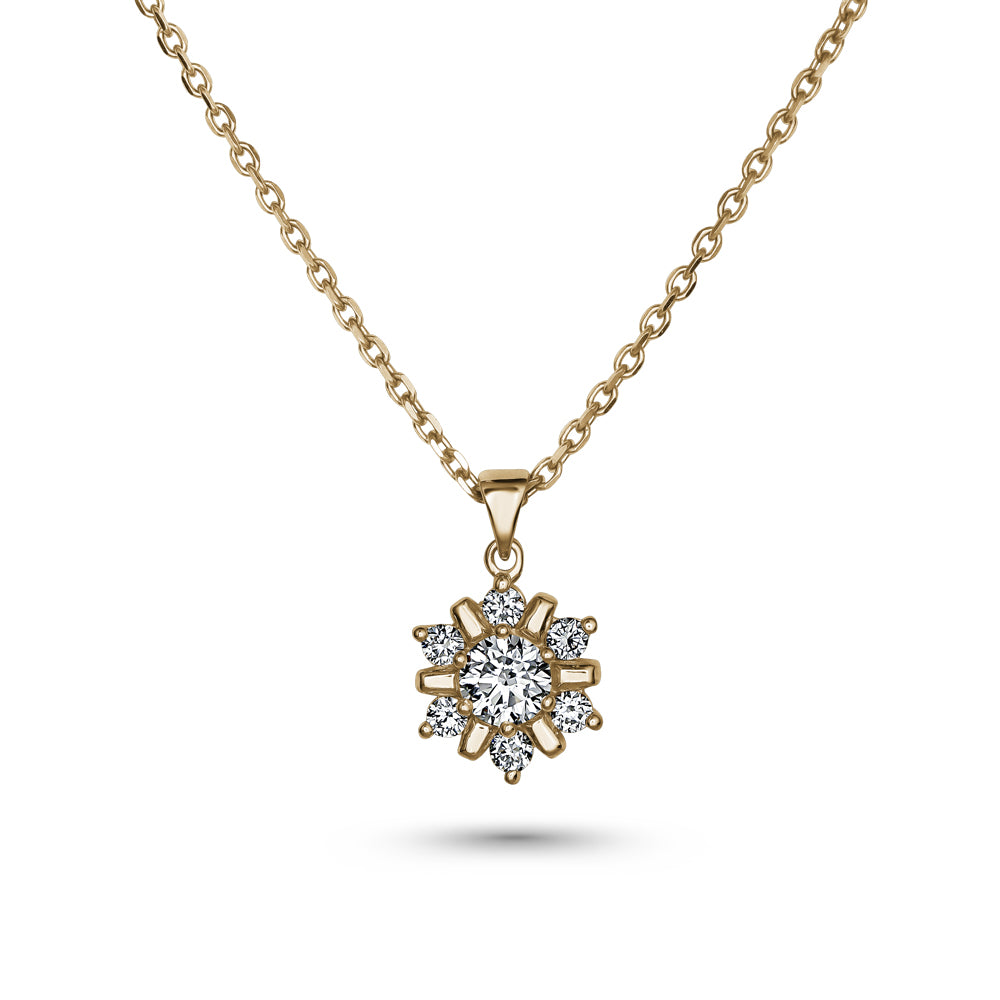 18k yellow gold snowflake pendnat set in diamonds carati jewelry montreal