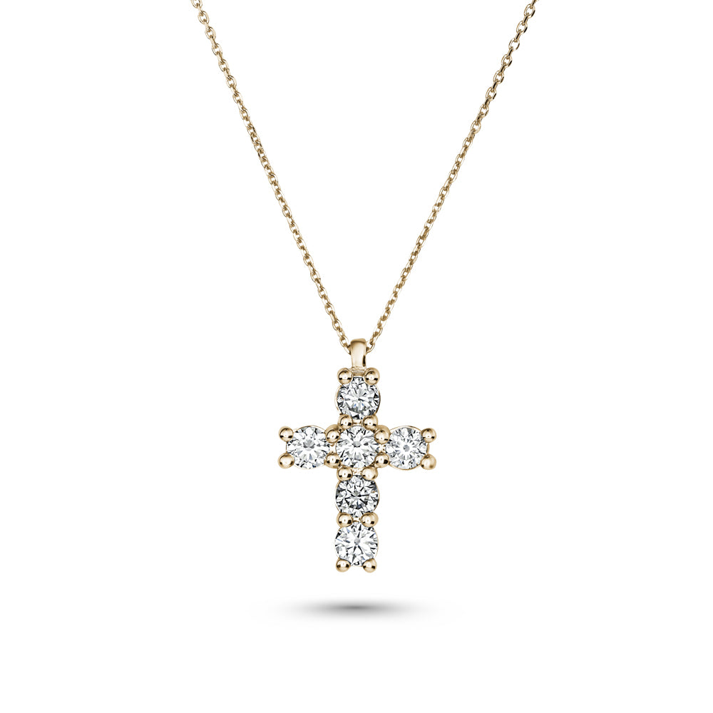 cross in 14 k yellow gold set with 6 round diamonds carati jewelry montreal