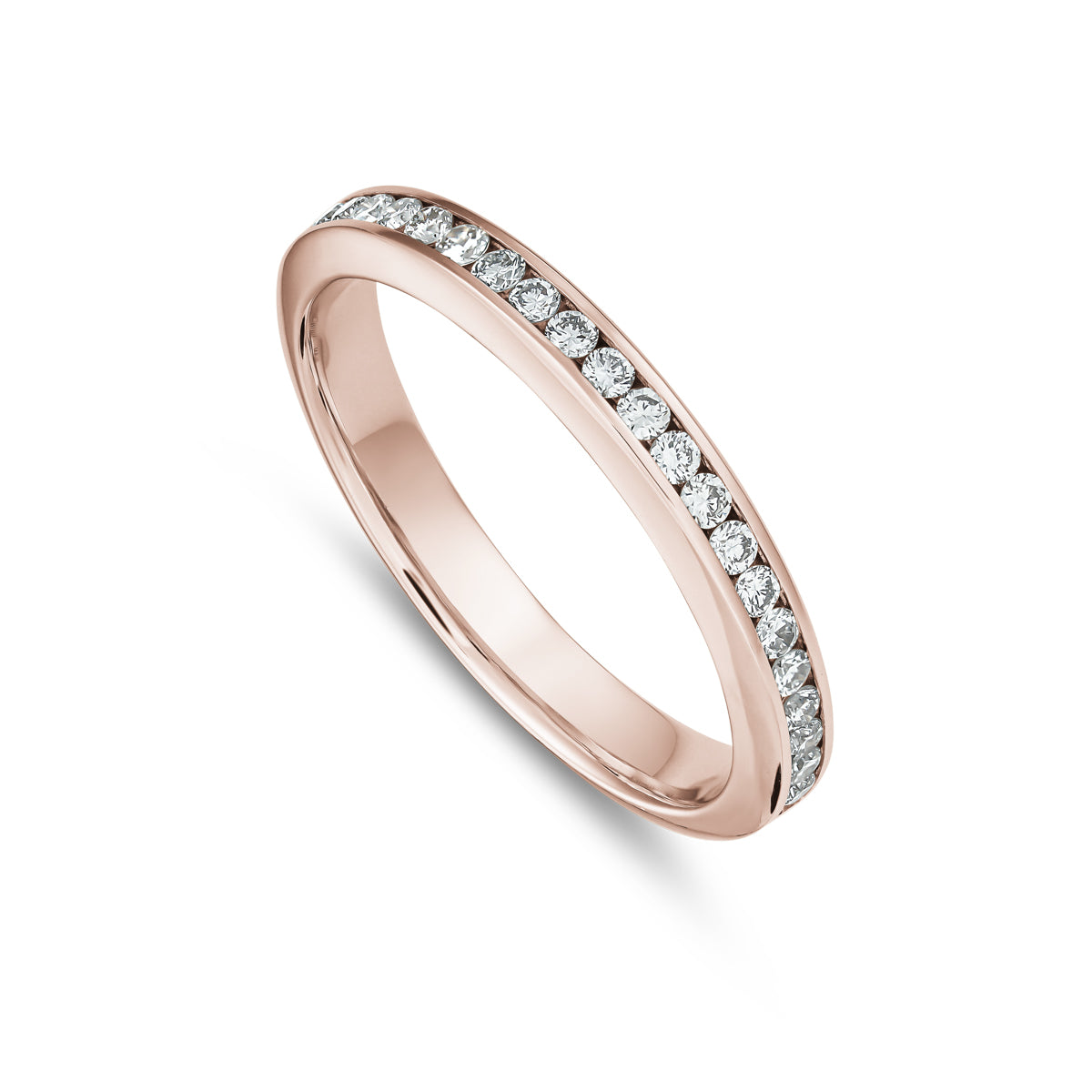 One Love Wedding Band set in full chanel diamonds is designed by carati jewelry in Montreal Canada in 18k 14k