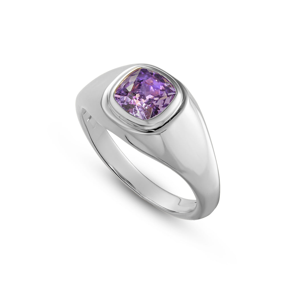 14k and 18k pink gold pinky ring set with purple sapphire carati jewelry montreal