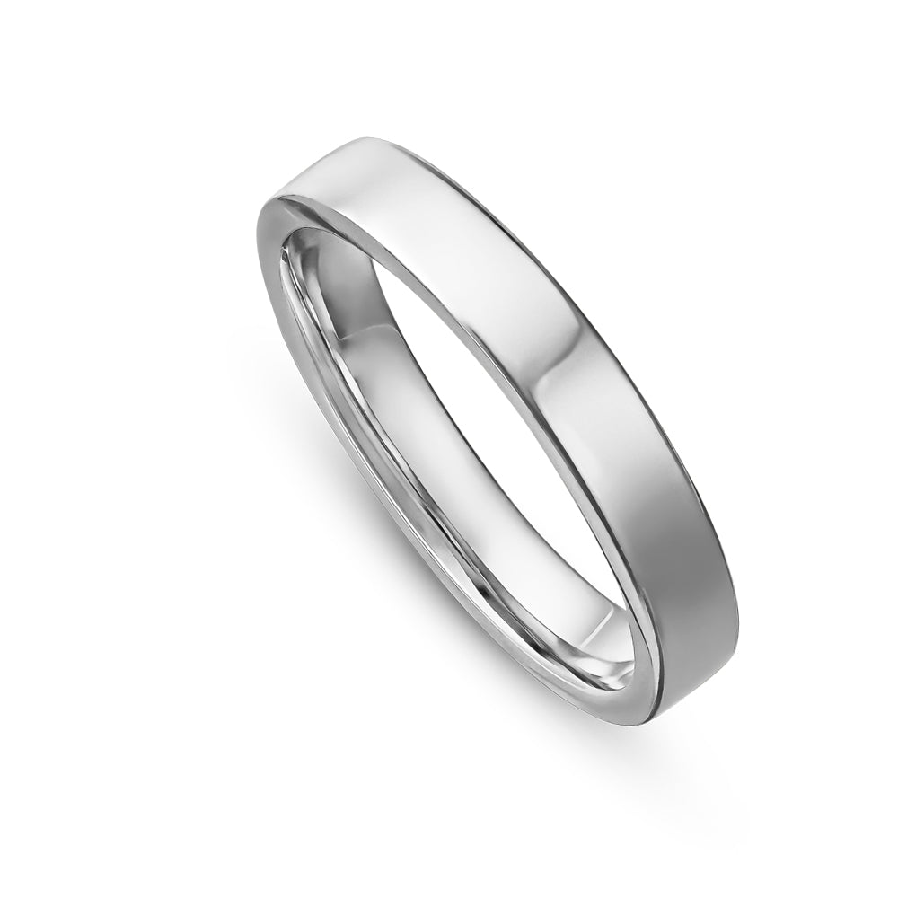Canadian made 14k white gold High Polished Flat Wedding Ring Carati jewelry montrel