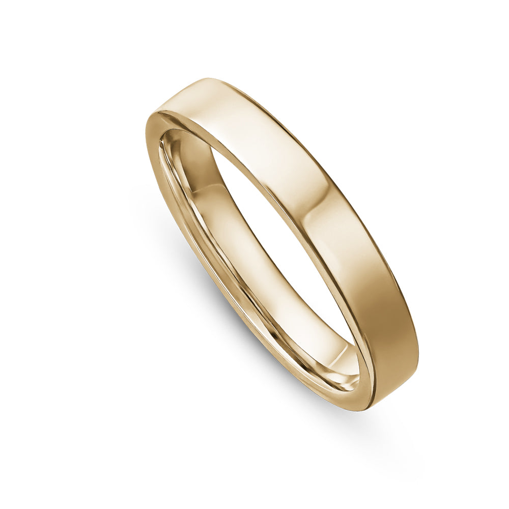 Canadian made 14k yellow gold High Polished Flat Wedding Ring Carati jewelry montrel