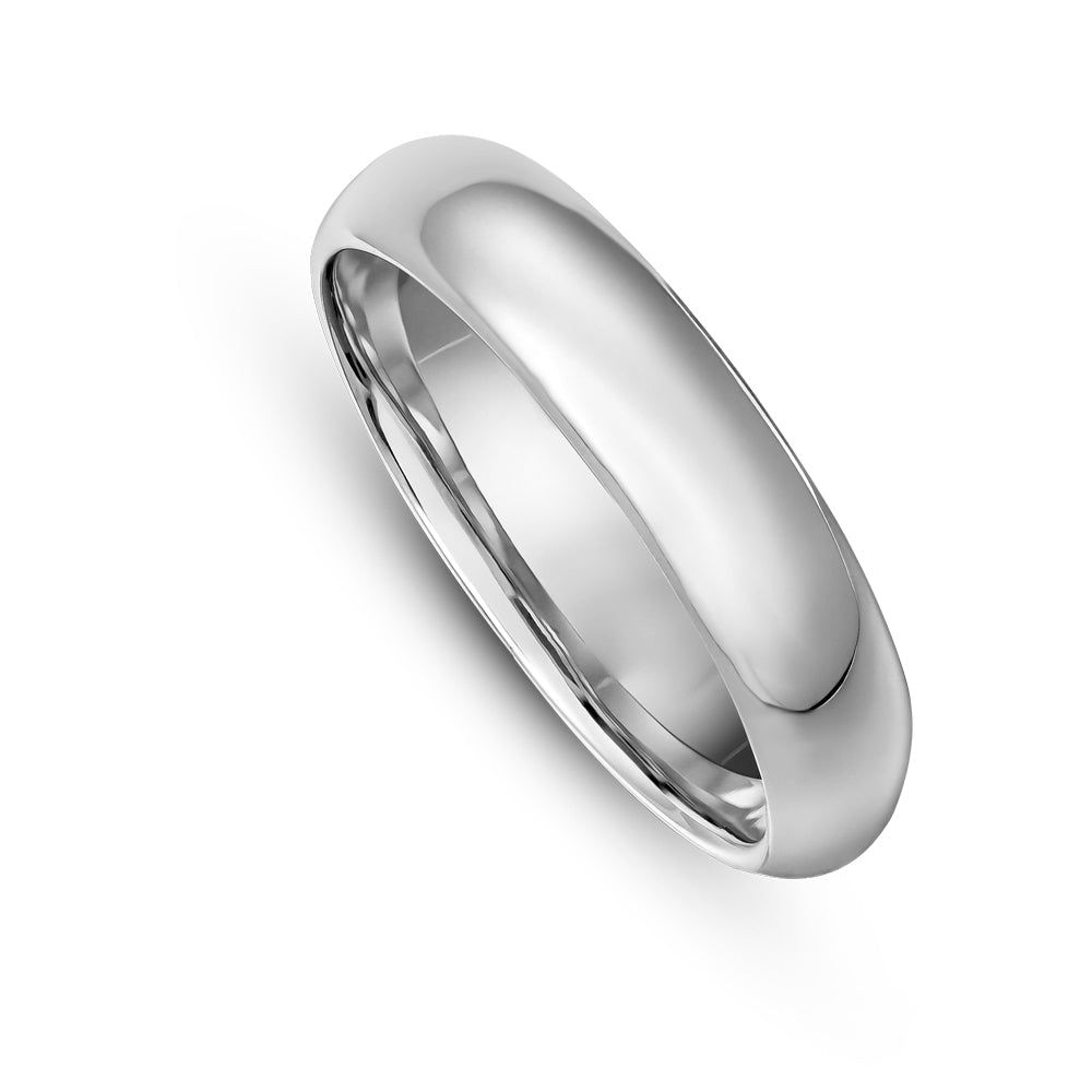 Canadian made 14 k white gold Thick half round wedding ring Carati jewelry montreal