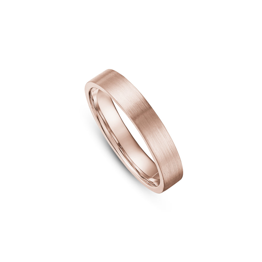 Canadian made 14 k rose gold  flat brushed wedding ring carati jewelry montreal