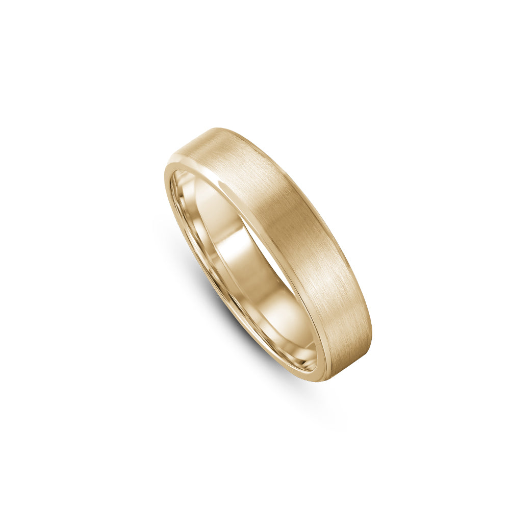 Canadian made 14 k yellow gold Brushed Beveled Wedding Ring carati jewelry
