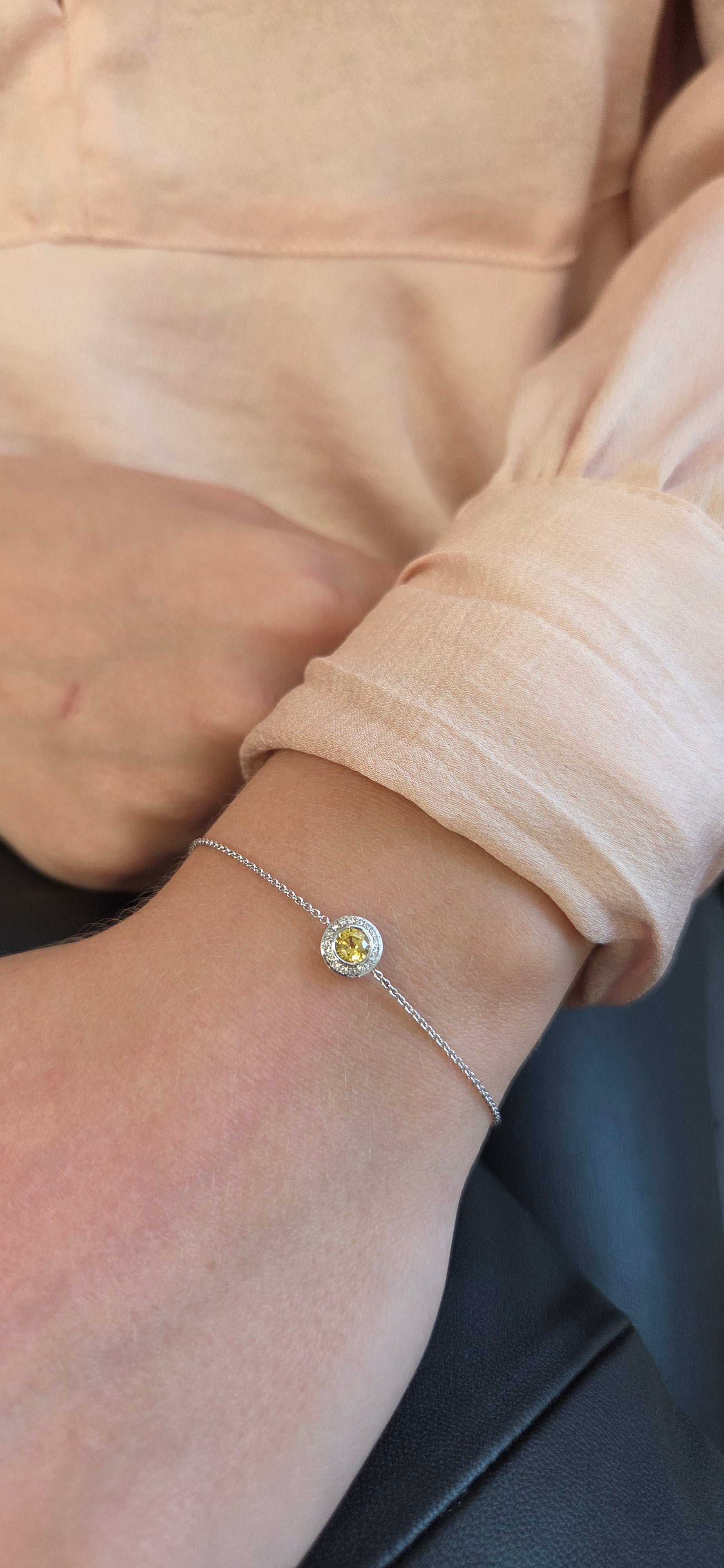 Royal Harmony Bracelet Centered Around Yellow Sapphire