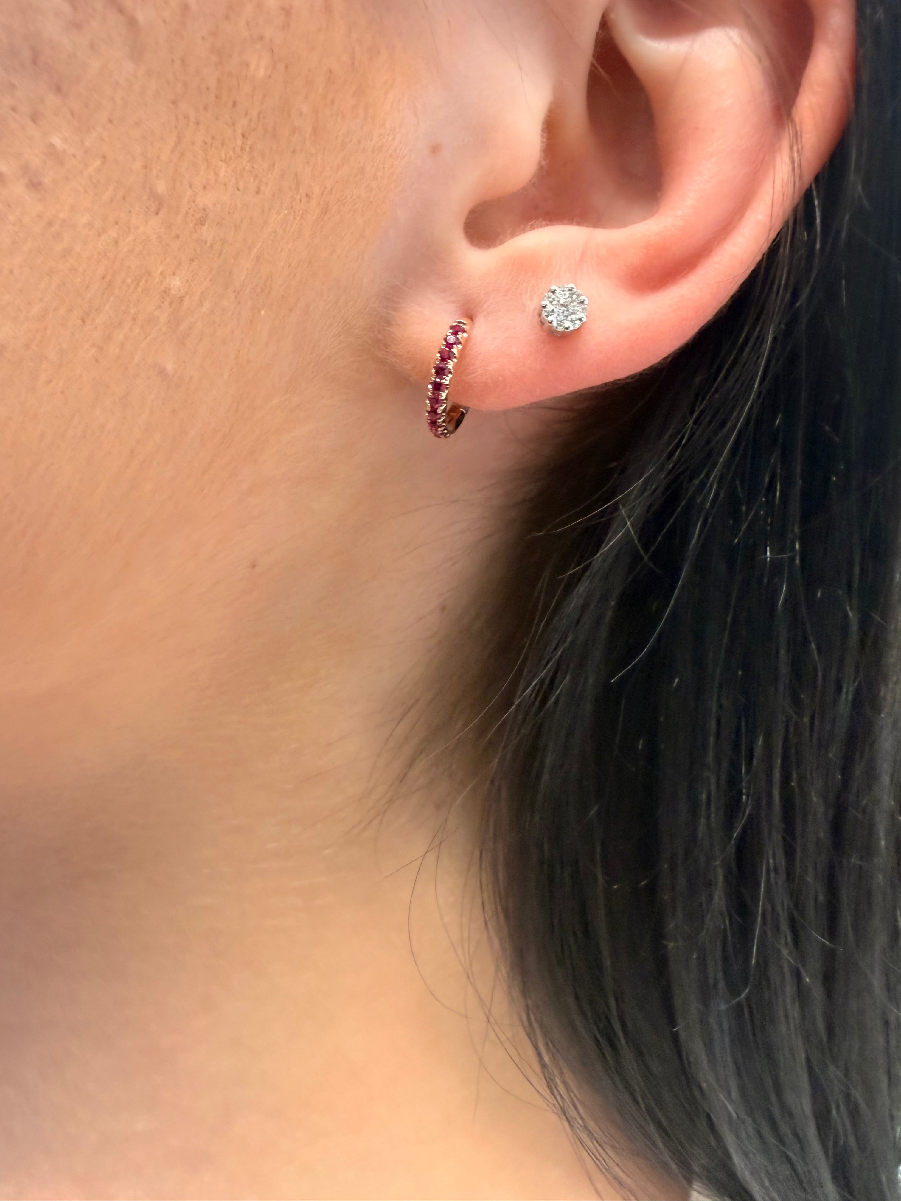 Small Hoops Earring Set in Ruby