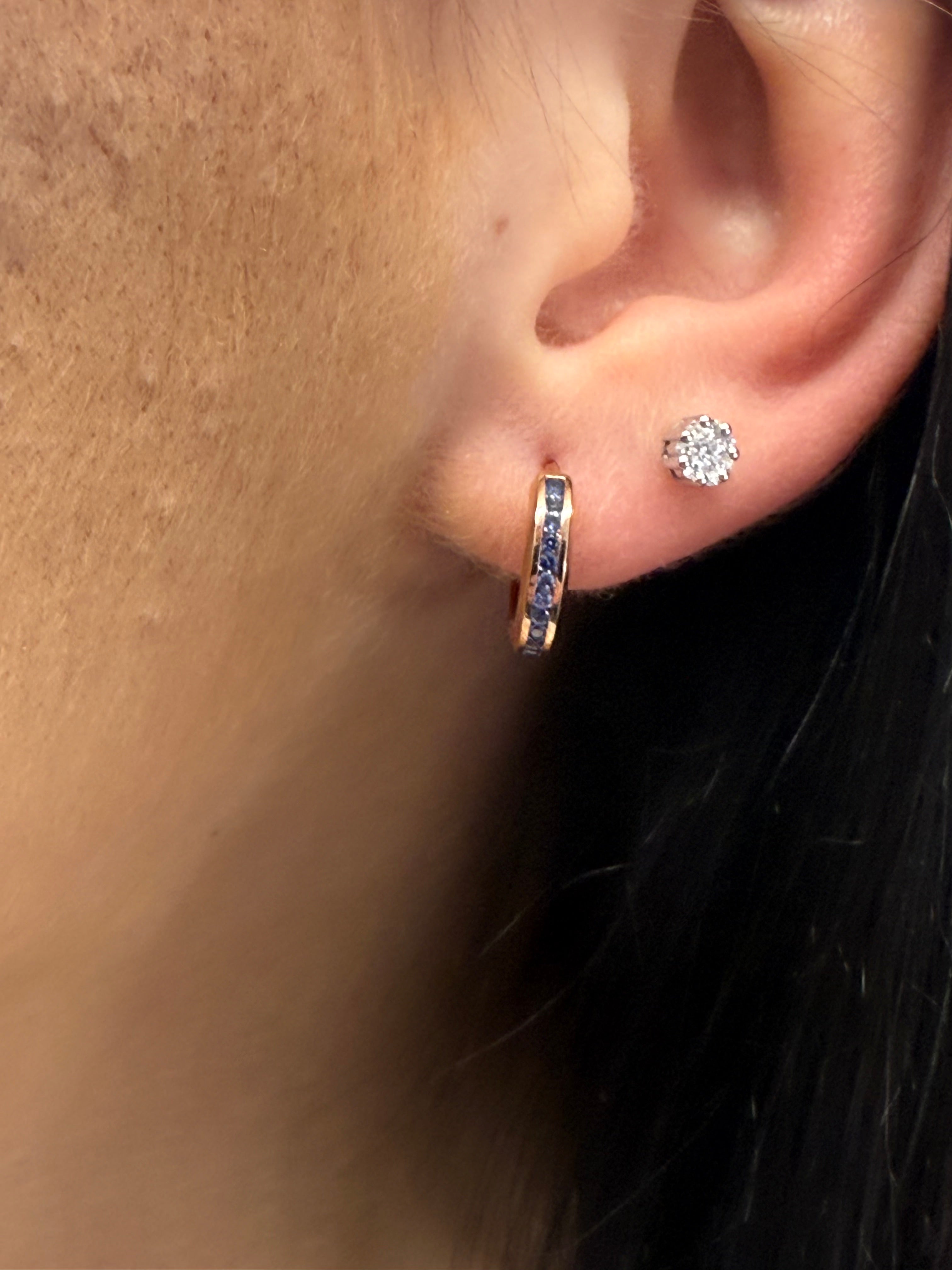 One Love Matching Earring in Blue Sapphire Channel Set