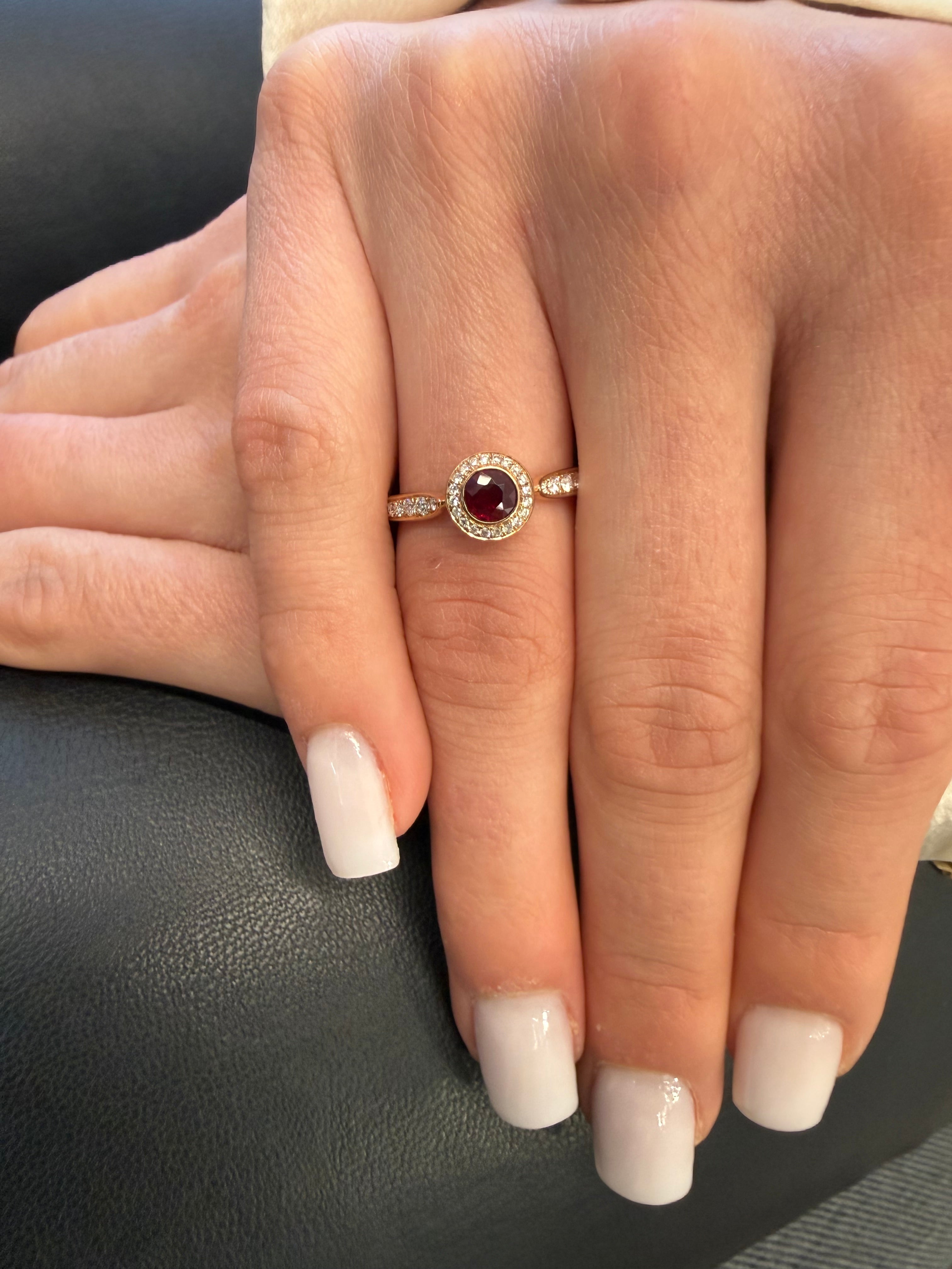 Royal Harmony Ring Centered a Ruby and Diamonds on Shank