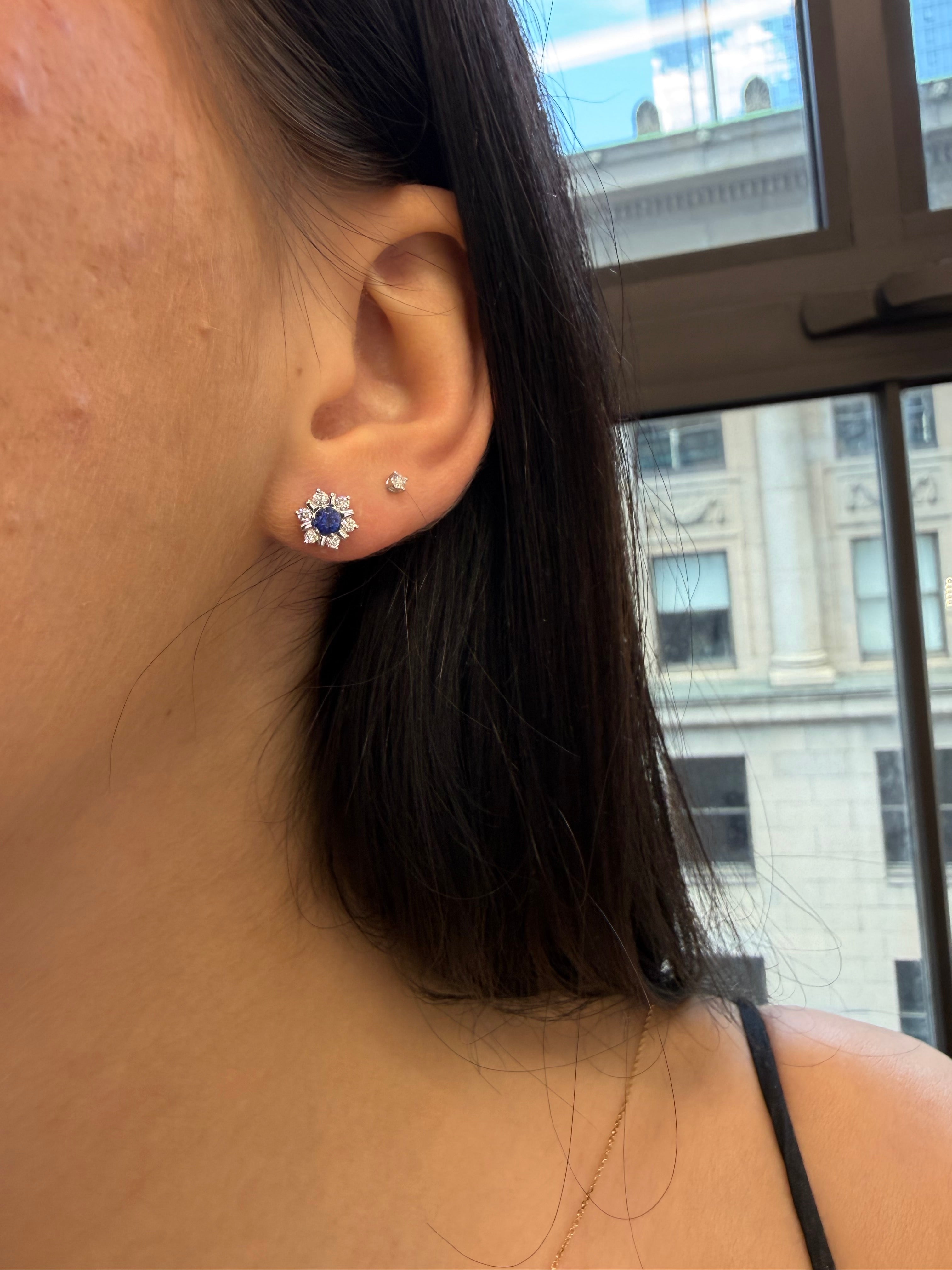 Flocon Earring Set In Purple Sapphire And Sparkling Diamonds