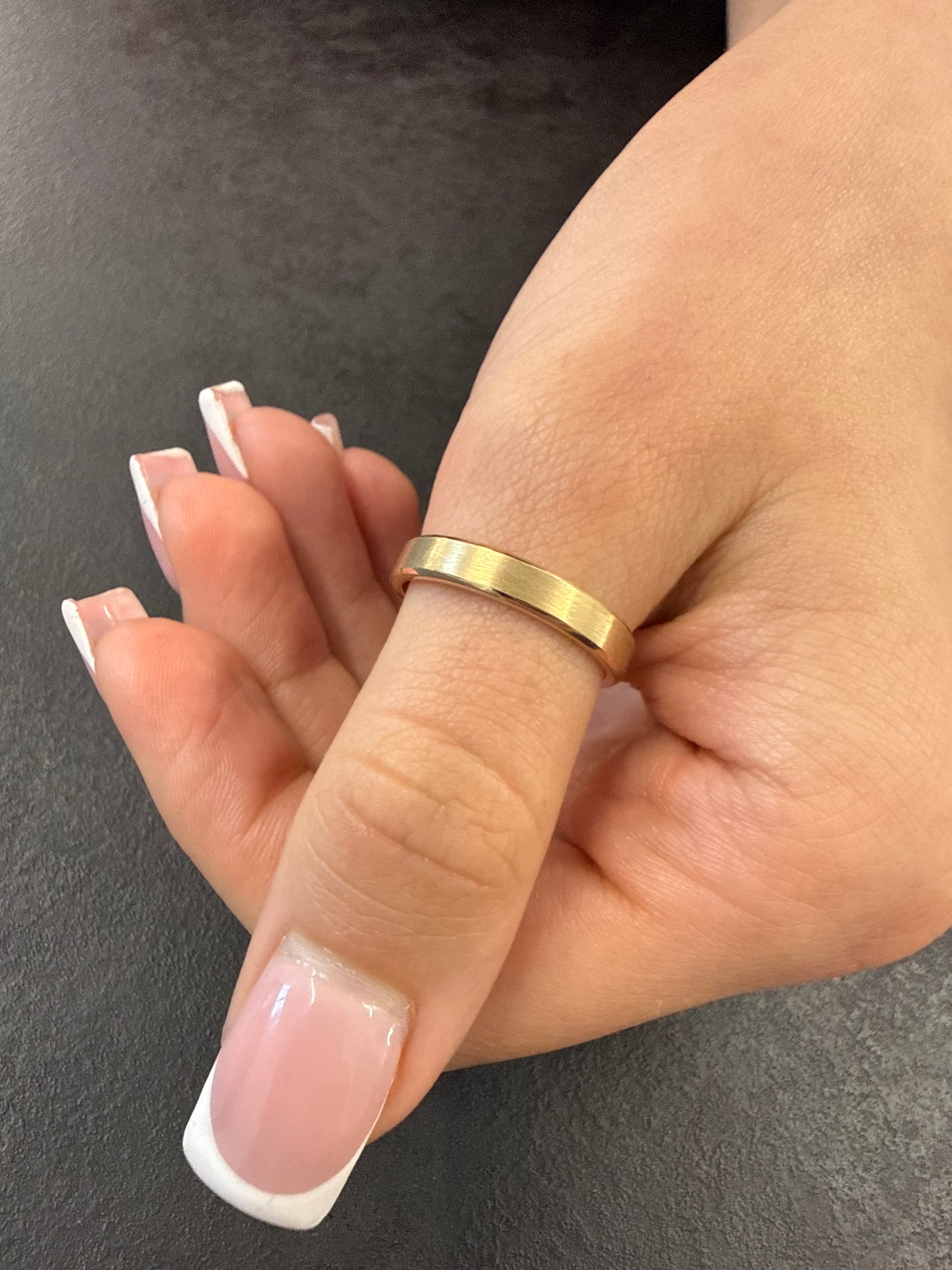 Thin Brushed Beveled Wedding Ring