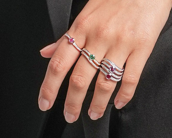 Single Wave Ring with Pink Sapphire