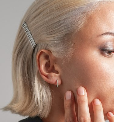 Small Hoops Earring Set in Sparkling Diamonds