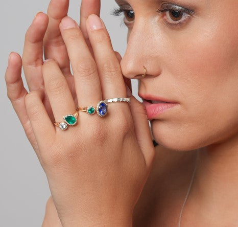 Triumph Ring in Two Tone Set with 5 Stone Baguettes Size 3