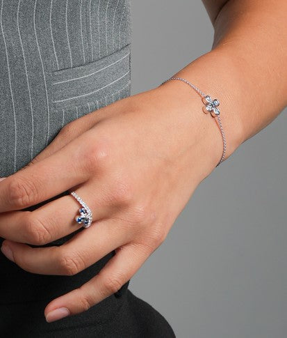 Bloom Bracelet Set in Diamonds And a Blue Sapphire