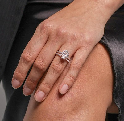 Eterno Oval Engagement Ring Set in Pave All Around