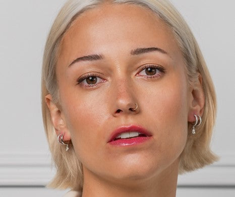 Small Hoops Earring Pave Set with Stunning Pear Diamonds