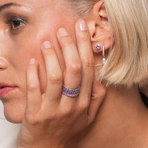 Castle Pro Engagement Ring Set in Pink Sapphires